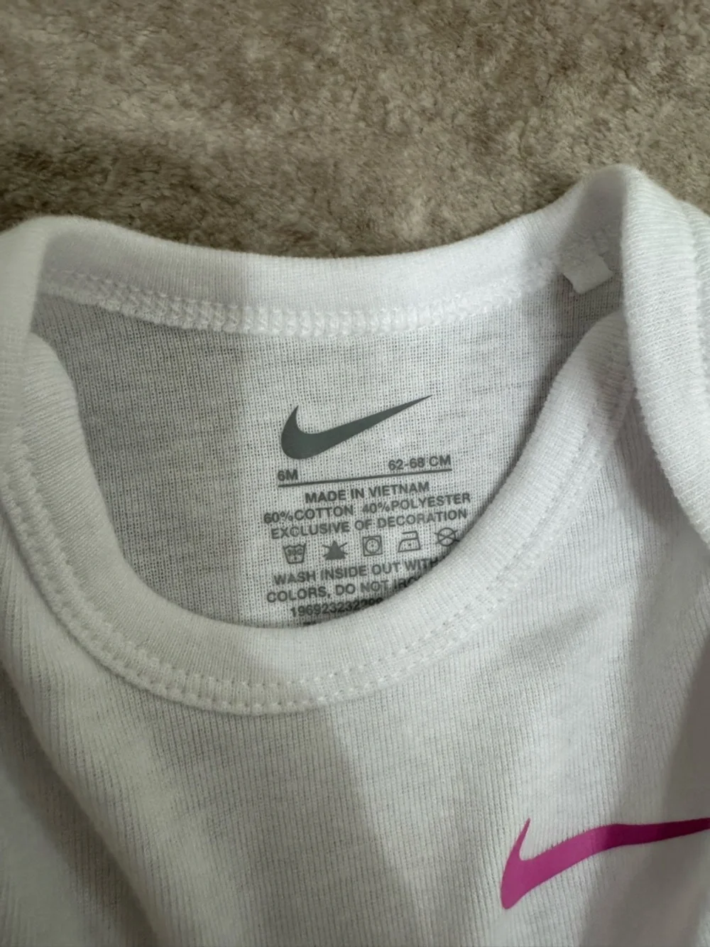 Nike White Baby Bodysuit with Pink Swoosh - Picture 3 of 3